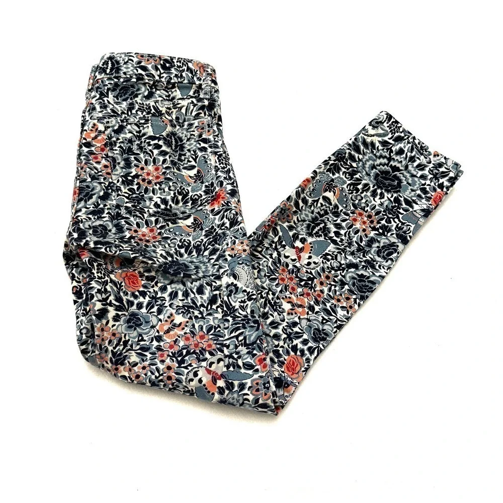 Tory Burch Skinny Flower Printed Pattern Skinny Denim Jeans SZ26